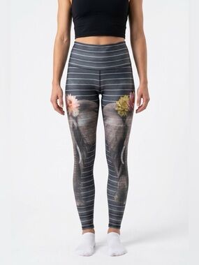 Teeki Elephant Print Yoga Leggings Small Recycled PET Festival Athletic Pants